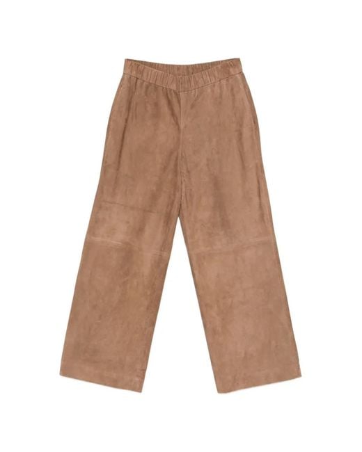 Manzoni 24 White Elasticated Leather Trousers