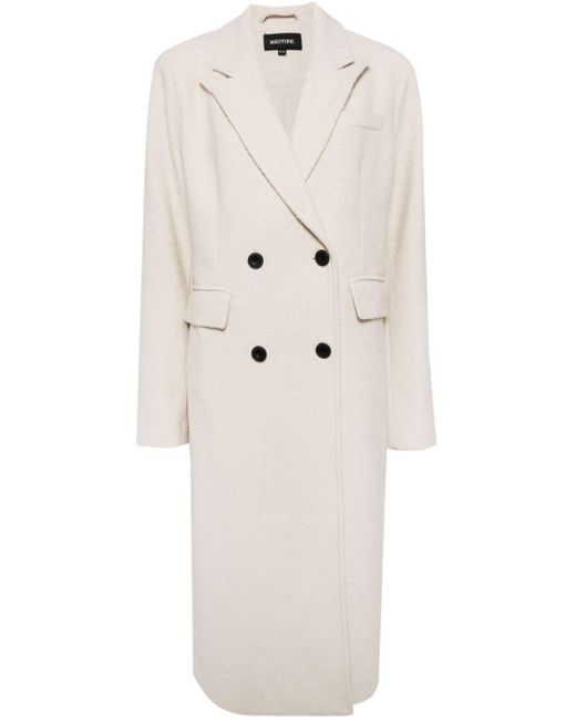 Meotine White Miley Double-breasted Bouclé Coat