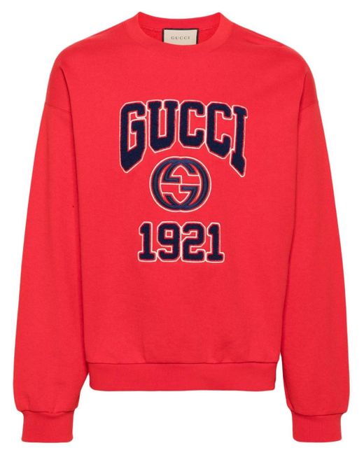 Sweat en coton à logo Interlocking G Gucci pour homme en coloris Red