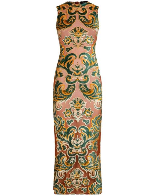Etro Midi-jurk Met Jacquard in het Metallic