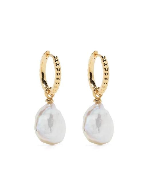 Dower & Hall White Dotty Keshi Luna Hoops