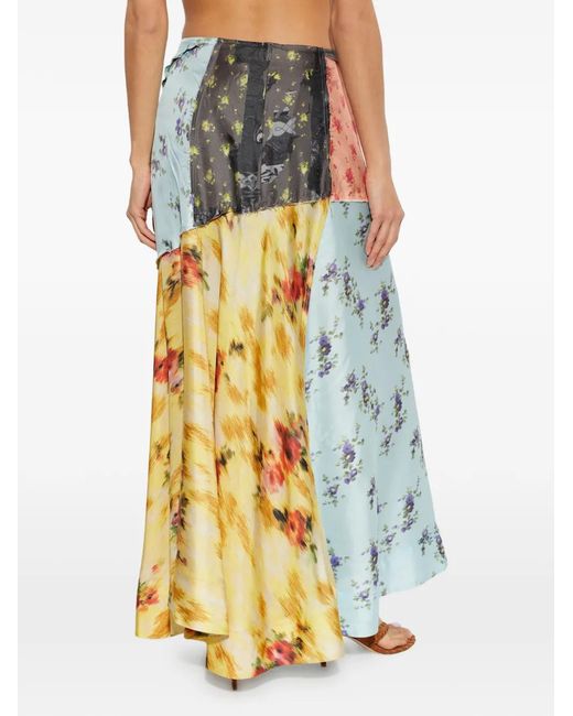 Ganni Blue Floral-Print Maxi Skirt