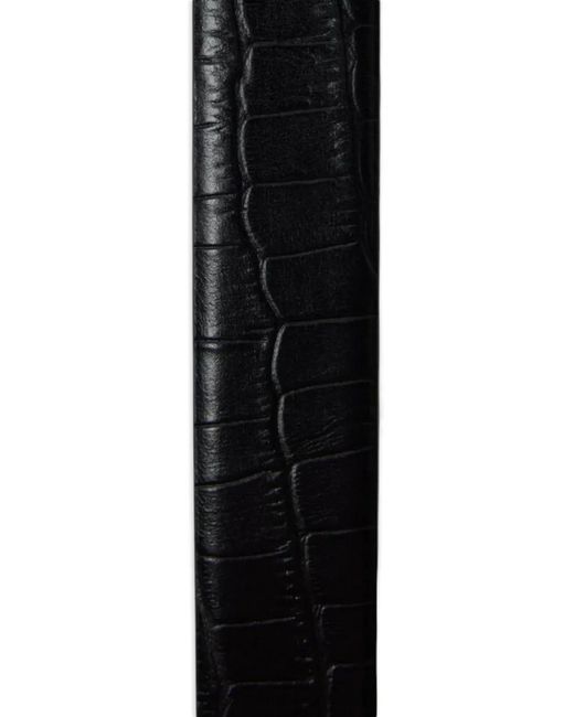 SELECTED White Croc-Effect Buckle Belt