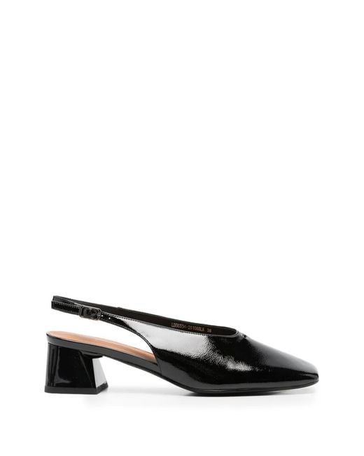 Linda Baumann Black Patent-Finish Slingback Pumps