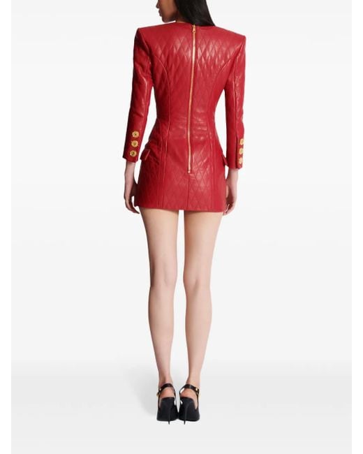 Balmain Gewatteerde Mini-Jurk in het Red