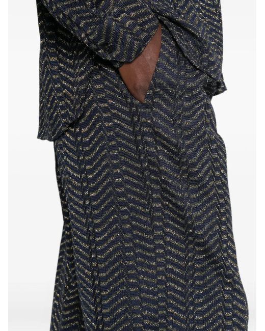 Missoni Gray Zigzag-Knit Palazzo Pants