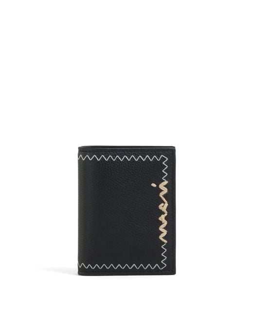 Marni Black Bi-Fold Wallet With Symbol Embroidery