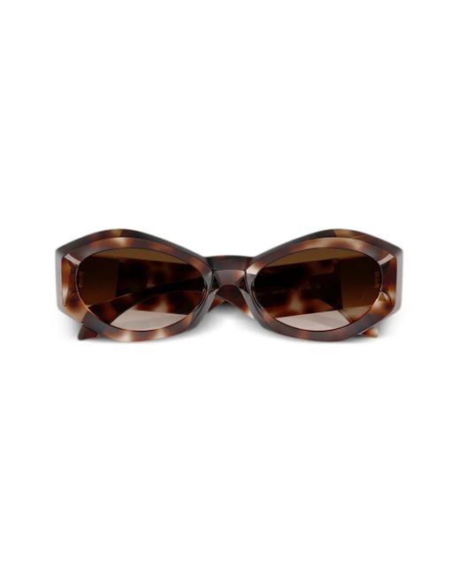 Versace Brown Medusa-Plaque Oval-Frame Sunglasses