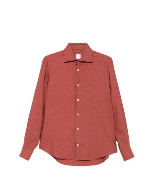 Eleventy Red Button-Down Long-Sleeve Shirt for men