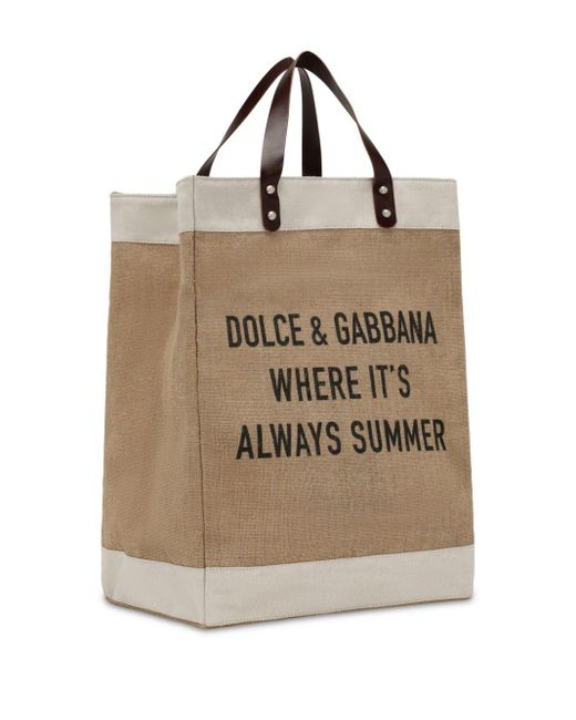 Borsa tote Shopping con stampa di Dolce & Gabbana in Natural da Uomo