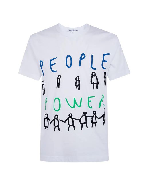 Comme des Garçons White Printed Logo Tee for men