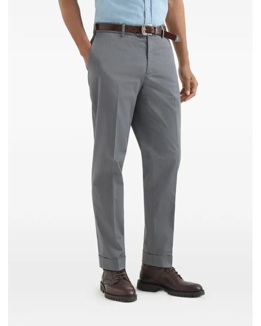 Brunello Cucinelli Gray Garment-Dyed Italian-Fit Trousers for men