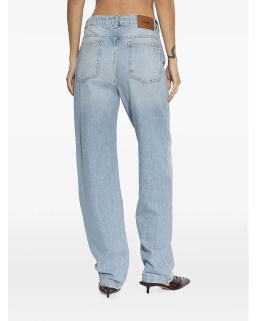 ROTATE BIRGER CHRISTENSEN Blue Straight Denim Zip Jeans Light