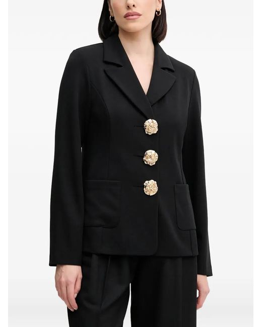 Joseph Ribkoff Black Textured-Button V-Neck Blazer