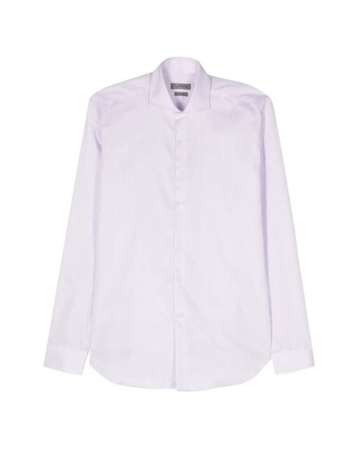 Corneliani White Spread-Collar Long-Sleeve Shirt for men