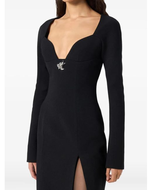 Blumarine Black Crystal-Embellished Midi Dress