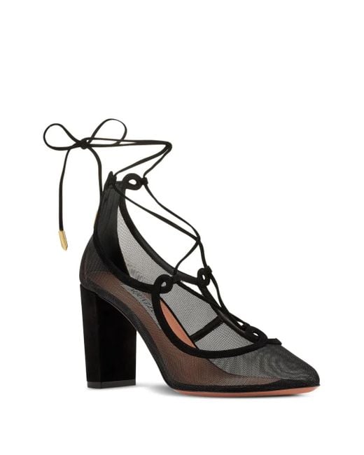 Aquazzura Black 85Mm Che Bella Lace-Up Pumps