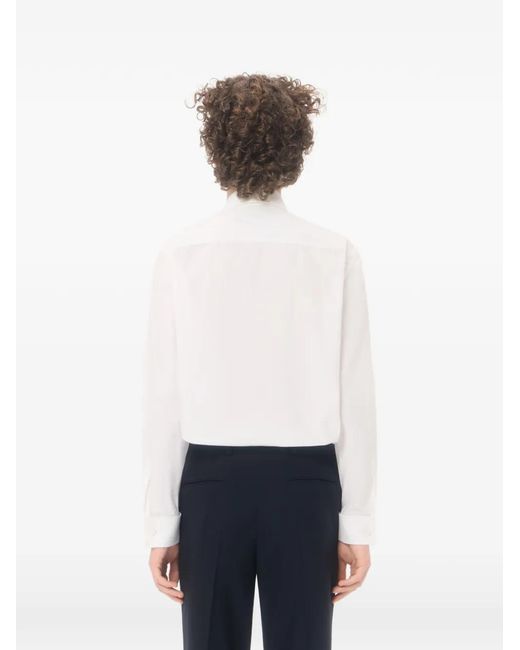 Valentino Garavani White Cotton Poplin Shirt With Pleated Plastron And Lace Details for men