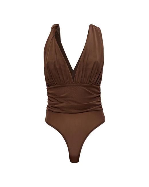 Gestuz Brown Ruched Halterneck Bodysuit