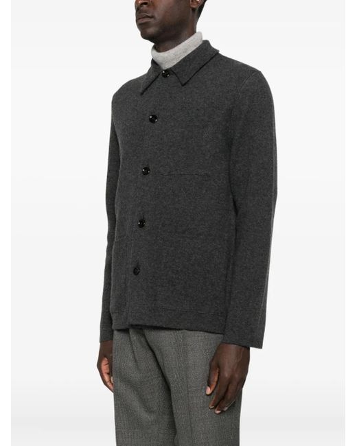 Lardini Black Buttoned Patch-Pocket Cardigan for men
