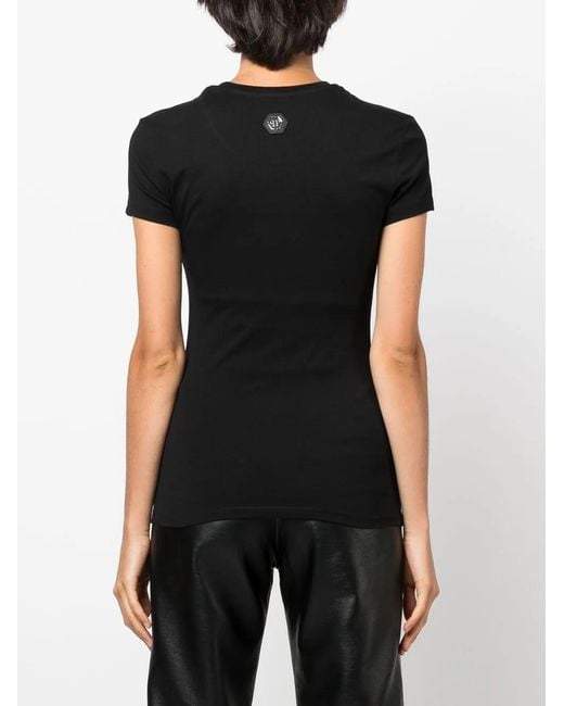 Philipp Plein Black Logo-Print Cotton T-Shirt