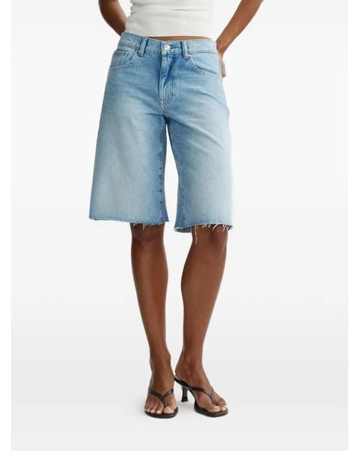 DL1961 Blue Raw-Cut Denim Shorts