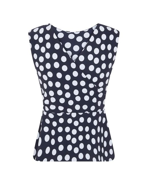 La Petite Robe Di Chiara Boni Blue Polka-Dot Wrap Top