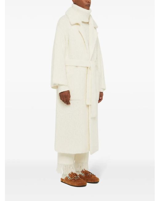 Alanui White Knitted Robe Coat