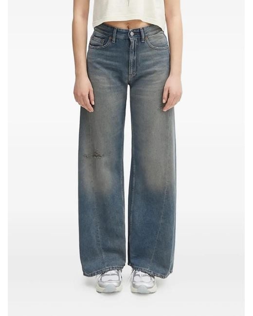 MM6 by Maison Margiela Blue Faded-Wash Wide-Leg Jeans