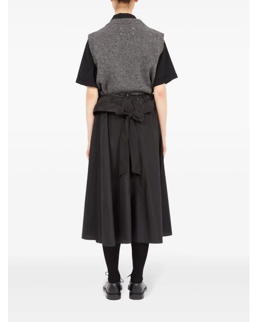 Maison Margiela Black Midi Skirt With Layered Design