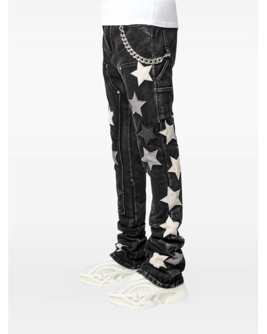 GUAPI Black Star-Patch Jeans for men