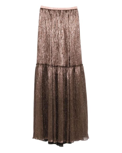 Forte Forte Brown Faltenrock im Metallic-Look