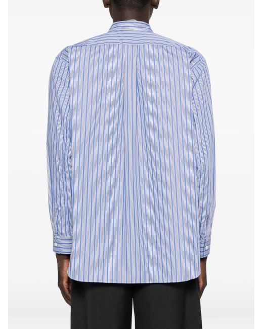 メンズ Comme des Garçons ストライプ ラウンドカラーシャツ Blue