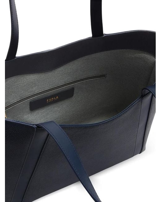 Furla Blue Goccia' Night Calf Leather Large Tote Bag