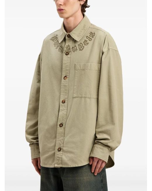 Palm Angels Green Printed Shirt for men
