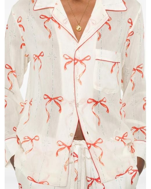 Forte_forte White Bow-Pattern Shirt