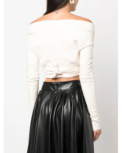 Philosophy Di Lorenzo Serafini Natural Off-Shoulder Cropped Top
