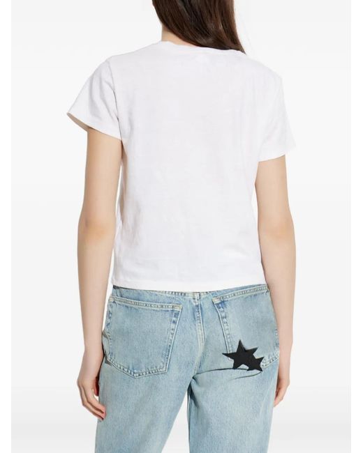 Re/done White Heart-Print T-Shirt
