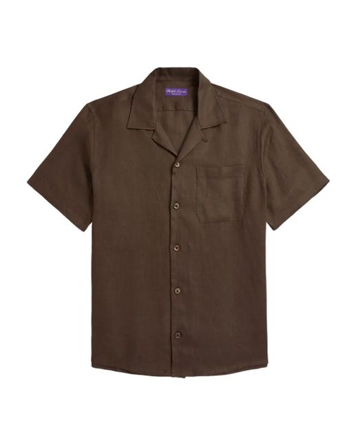 Ralph Lauren Brown Short-Sleeve Linen Shirt for men