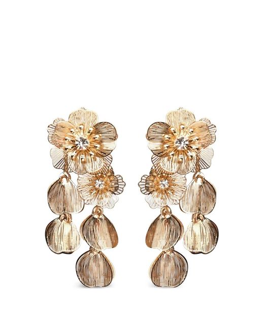 Carolina Herrera Metallic Floral-Drop Clip-On Earrings