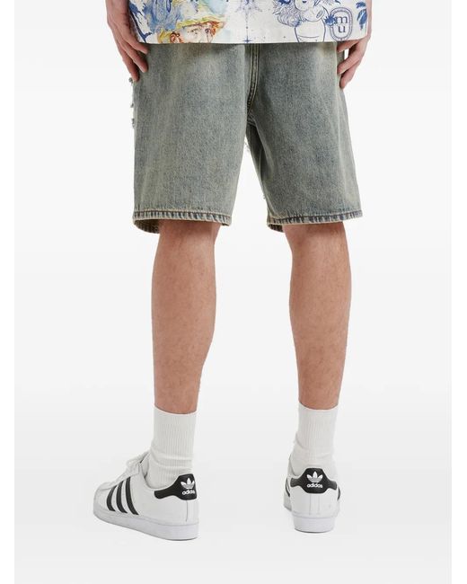 Musium Div. Gray Distressed Drawstring Denim Shorts for men
