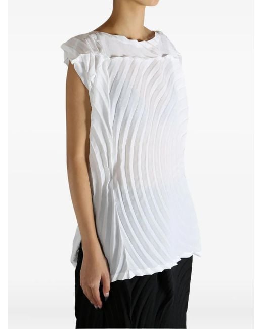Issey Miyake Paper Bag Pleats Curved Top Gray