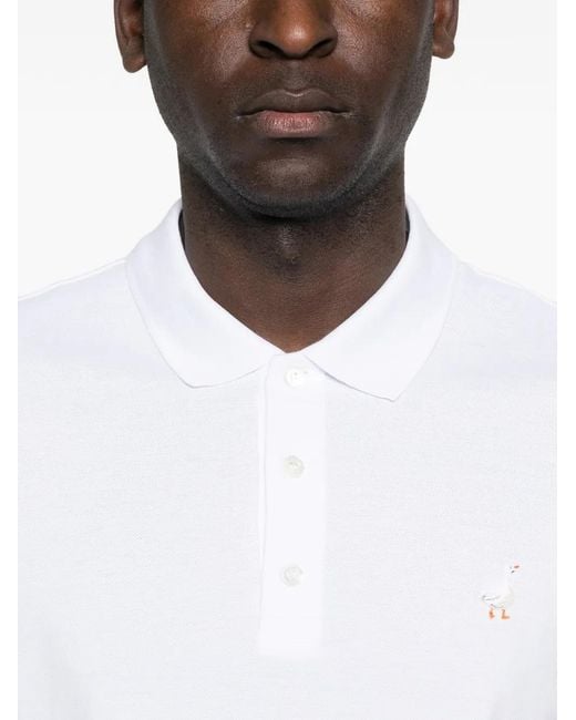 Moschino White Animal Appliqué Polo Shirt for men