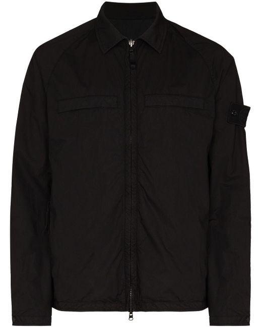 Stone Island Synthetic Si Ghost Zip Over Ls Sht Blk in Black for Men - Lyst