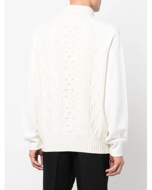 Neil Barrett White Embroidered-Logo Sleeve Knit Jumper for men