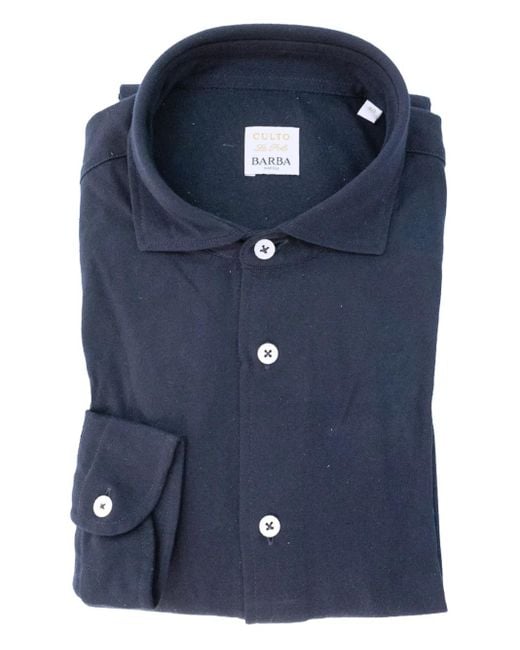 Barba Napoli Blue Cotton Shirt for men