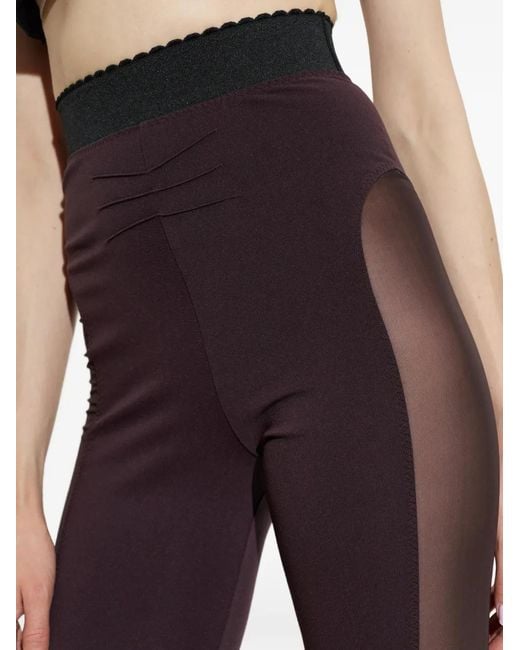 The Attico Purple Sheer-Panelled Leggings