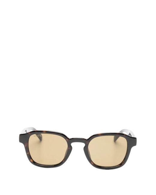 Gucci Natural Web-Stripe Rectangle-Frame Sunglasses