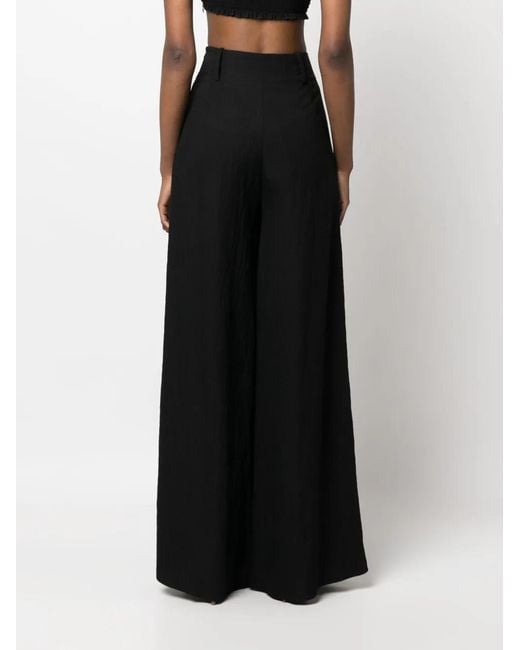 Nissa Black High-Waisted Flared Trousers