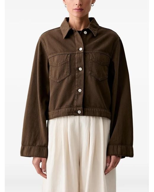 Marc O' Polo Brown Cropped Flap-Pocket Jacket